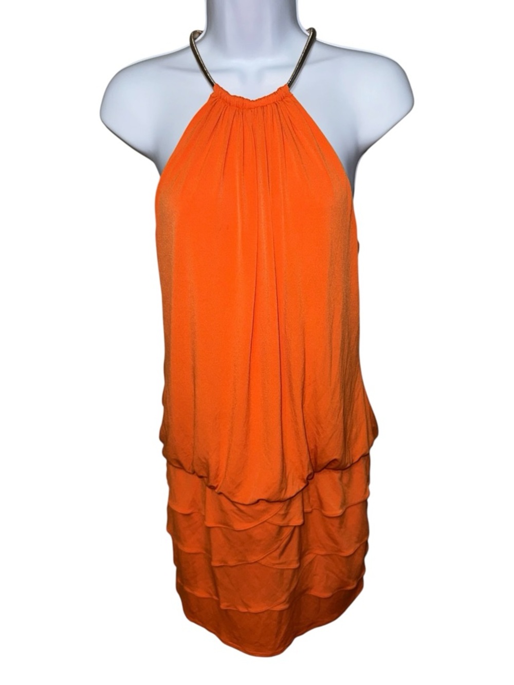 Women’s Vintage Cache Vibrant Orange Halter Dress - 6